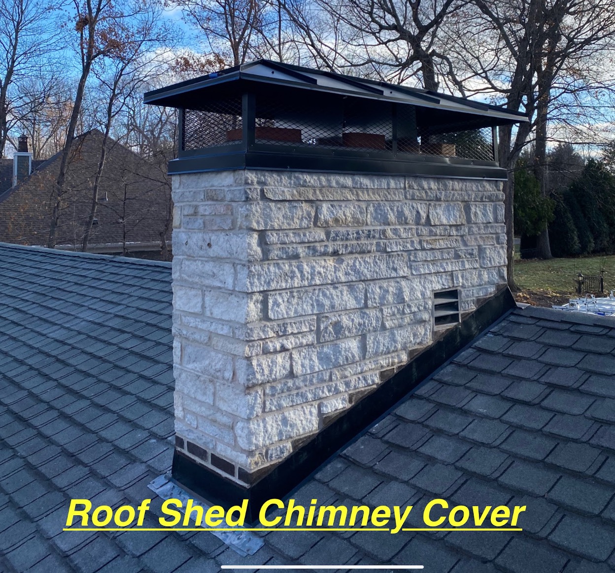 Roof shed chimney cover